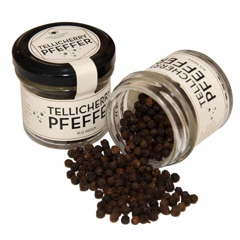 Gourmetgewürze im Glas - Tellicherry Pfeffer - wellnuss Premium Präsente