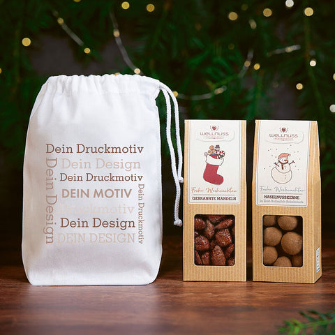 2 Weihnachts-Snacks im Baumwollsäckchen
