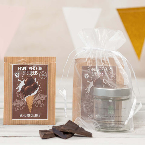 Eismixglas mit Portionsbeutel Schoko - wellnuss Premium Präsente