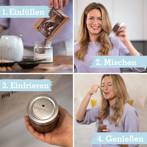 Eismixglas mit Portionsbeutel Schoko - wellnuss Premium Präsente