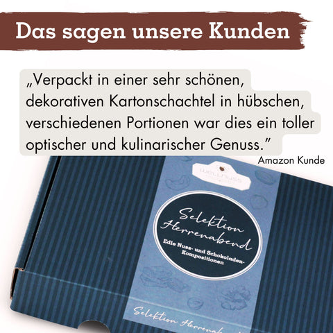 Geschenkkarton Herrenabend mit 4 Premium Snacks - wellnuss Premium Präsente