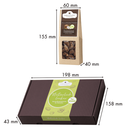 4 vegane Premium Snacks im Geschenkkarton - wellnuss Premium Präsente