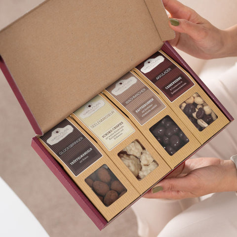 4 Premium Snacks im Geschenkkarton Ladiesnight - wellnuss Premium Präsente
