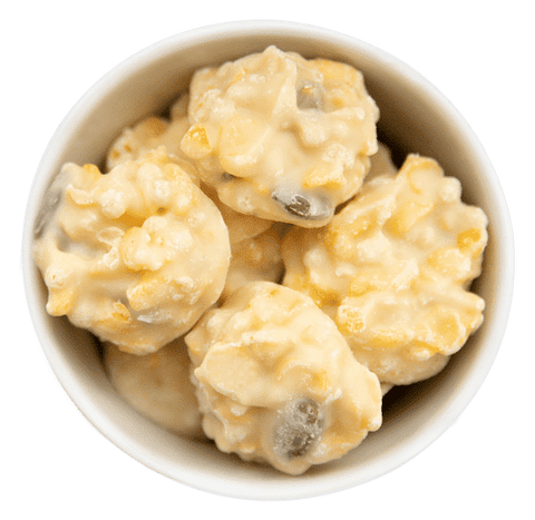 Seelenmasseur - Schoko-Crispies mit weißer Schokolade, Kürbiskernen und Erdbeeren (300 g) - wellnuss Premium Präsente