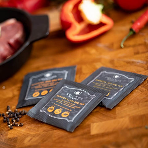 8 Stück Portionsbeutel Jamaican Jerk BBQ Rub (8 x 10 g) - wellnuss Premium Präsente
