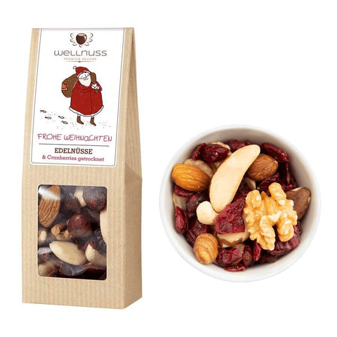 Weihnachts Edition - Edelnüsse & Cranberries - 70g - wellnuss Premium Präsente