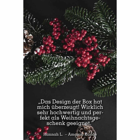 "Limitierte Weihnachtsedition" - 4 Weihnachts-Snacks in der Birkenholzbox - wellnuss Premium Präsente