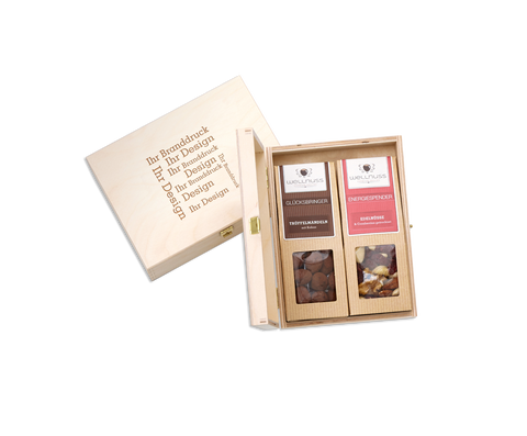 2 Weihnachts-Snacks in der Birkenholzbox - wellnuss Premium Präsente