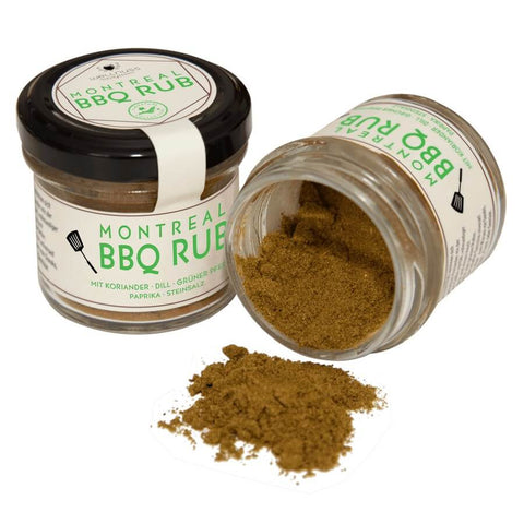 25 g Montreal BBQ Rub im 72 ml Glas - mit wellnuss Etikett - wellnuss Premium Präsente
