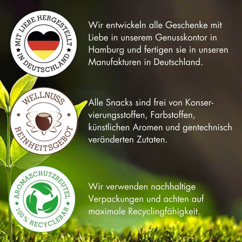 4 vegane Premium Snacks im Geschenkkarton - wellnuss Premium Präsente