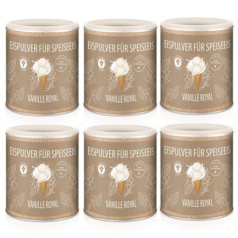 6 Dosen Eispulver Vanille Royale (6 x 110 g) - wellnuss Premium Präsente