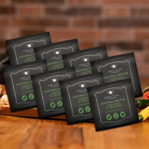 8 Stück Portionsbeutel Montreal BBQ Rub (8x10g) - wellnuss Premium Präsente
