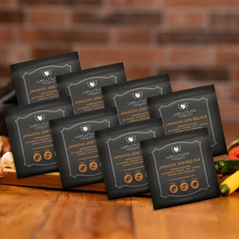 8 Stück Portionsbeutel Jamaican Jerk BBQ Rub (8 x 10 g) - wellnuss Premium Präsente