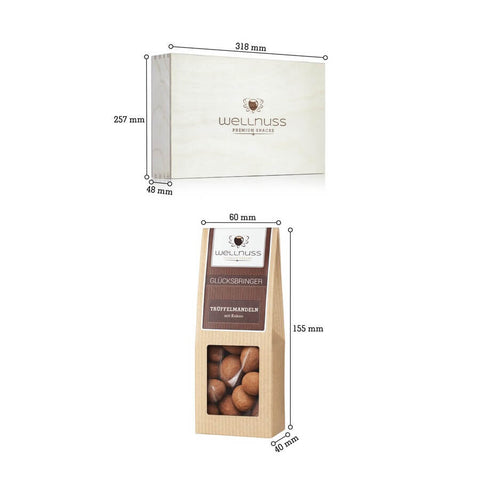 Frohe Weihnachten - 8 Snacks in der Birkenholzbox - wellnuss Premium Präsente
