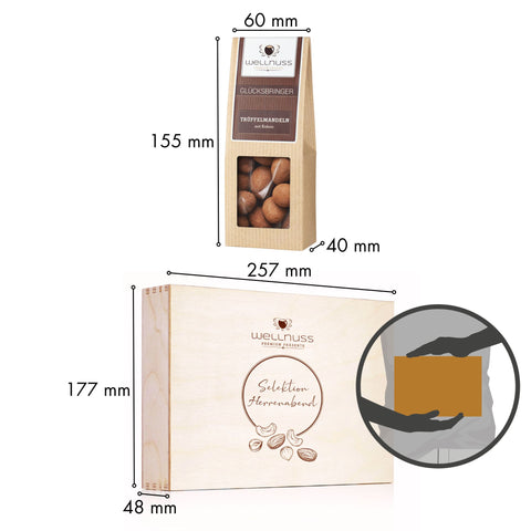 Herrenabend - 4 Snacks in der Birkenholzbox - wellnuss Premium Präsente