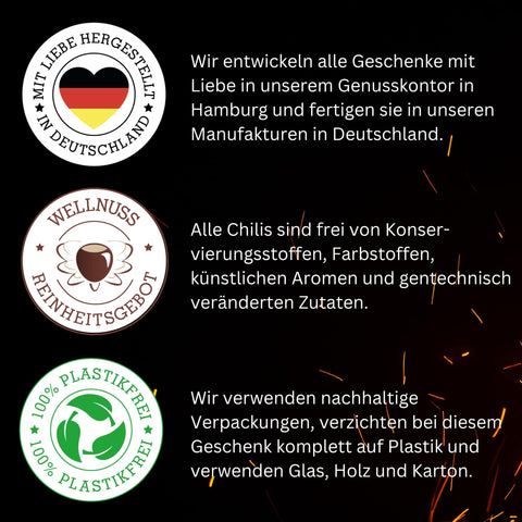Geschenkset mit 4 Chilisorten im edlen Gourmetkästchen - wellnuss Premium Präsente