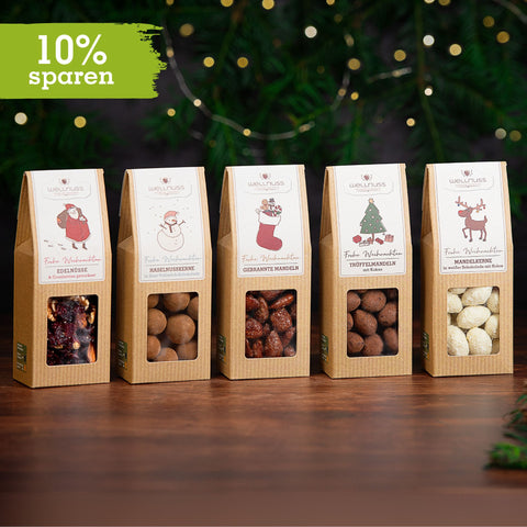 Weihnachtsbundle - 5 Weihnachts-Snacks zum Vorteilspreis - wellnuss Premium Präsente