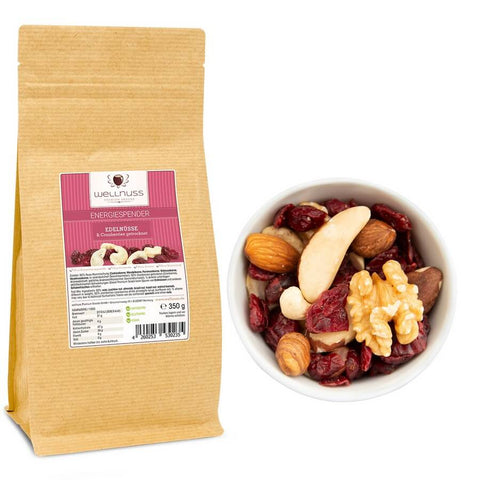 Energiespender - Cranberries getrocknet &amp; Edelnüsse (350 g) - wellnuss Premium Präsente