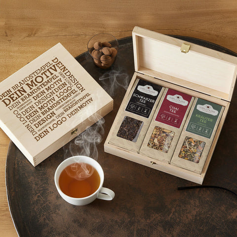 3 Tee Spezialitäten in der Birkenholzbox