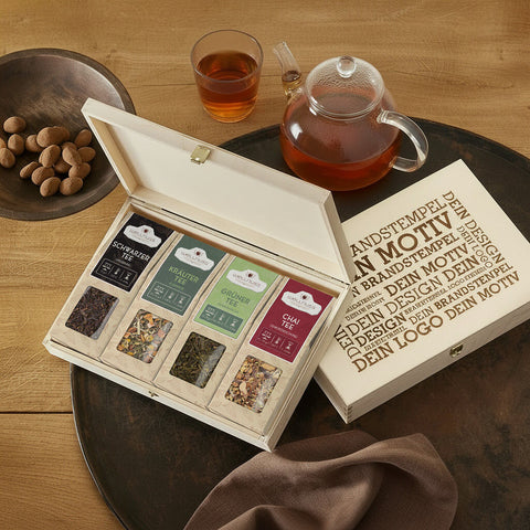 4 Tee Spezialitäten in der Birkenholzbox