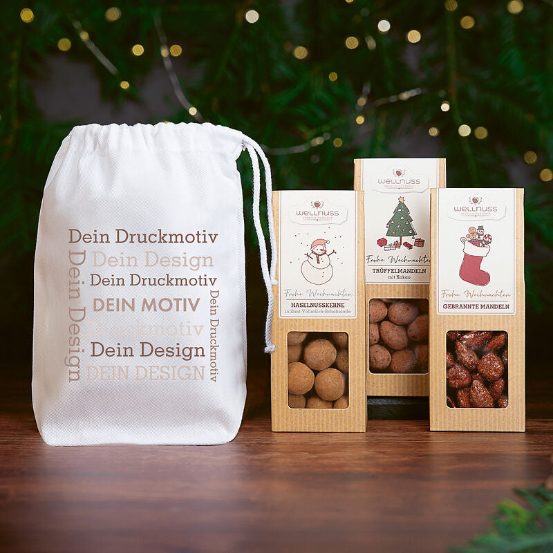 3 Weihnachts-Snacks im Baumwollsäckchen