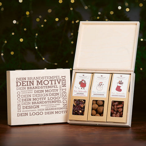 3 Weihnachts-Snacks in der Birkenholzbox