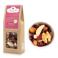 Energiespender - Cranberries & Edelnüsse (70 g) in nachhaltiger Verpackung mit Sichtfenster. Perfekter Snack-Mix aus süßen Cranberries und knackigen Nüssen.