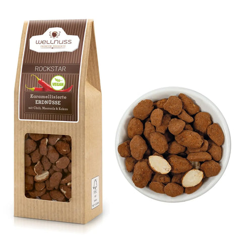 Rockstar - Karamellisierte Erdnüsse mit Chili, Meersalz und Kakao (70 g)
