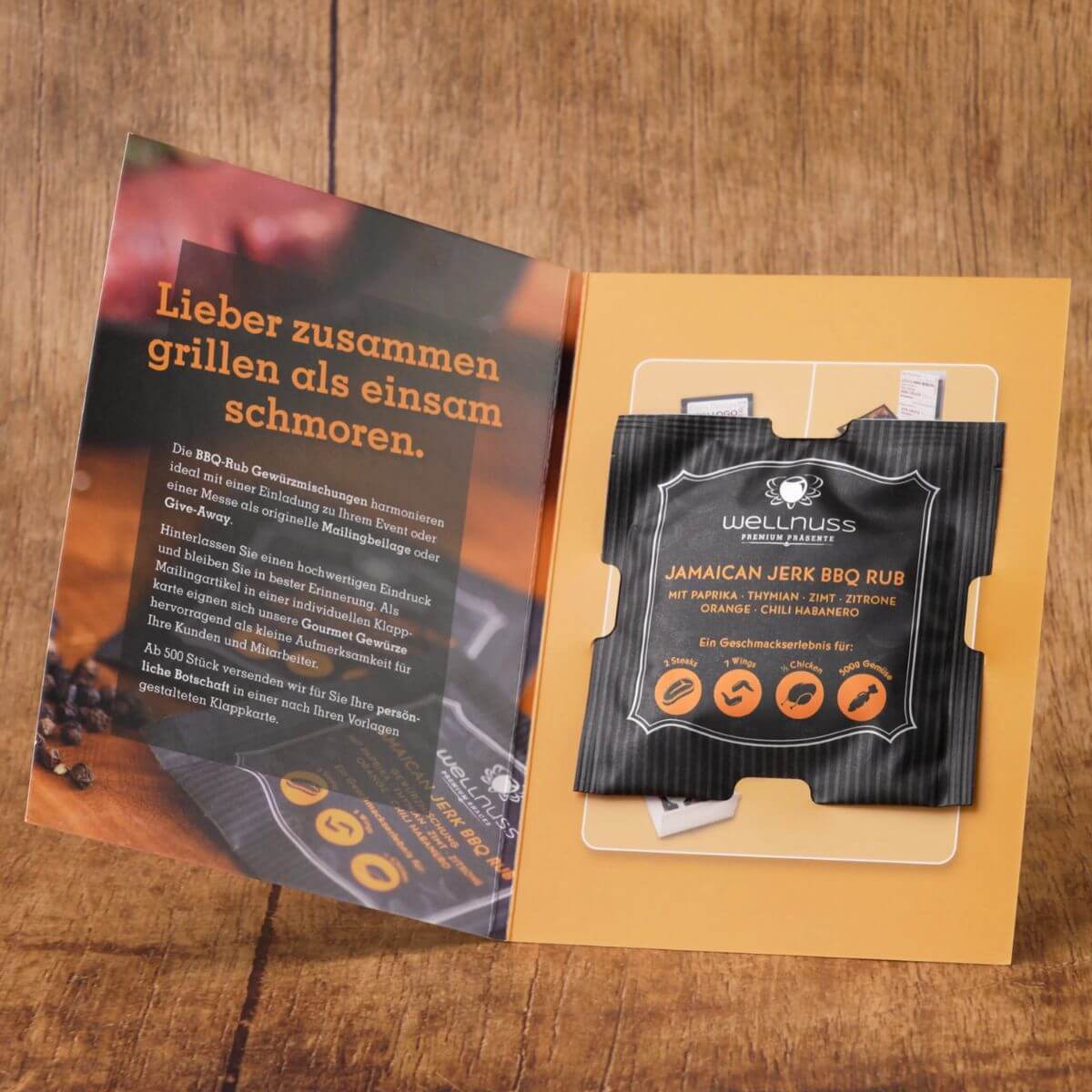 BBQ Rub Gewürzmischung in der Klappkarte
