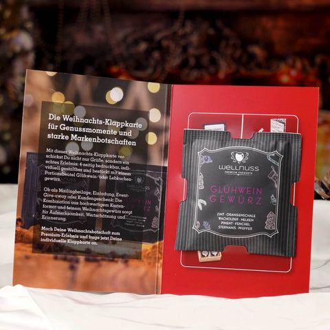 Glühwein- oder Lebkuchengewürz in der Klappkarte