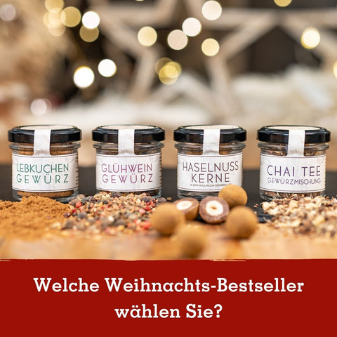 Glühwein- und Lebkuchengewürz im Geschenkkarton - wellnuss Premium Präsente
