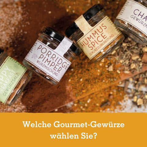 3 Gourmet Gewürze im Geschenkkarton - wellnuss Premium Präsente