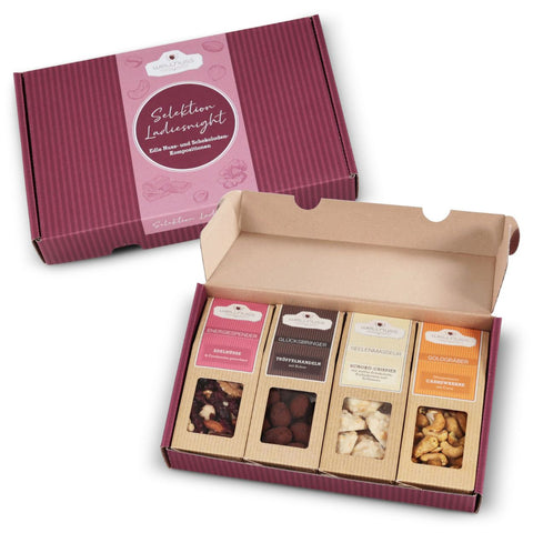 4 Premium Snacks im Geschenkkarton Ladiesnight - wellnuss Premium Präsente