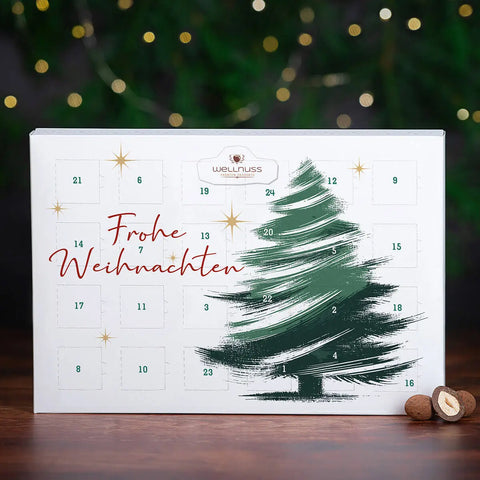 Premium Adventskalender - gefüllt mit 24 Trüffelmandeln mit Kakao
