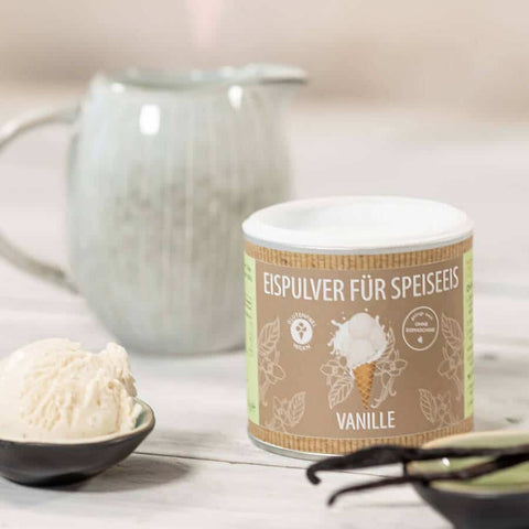 Eispulver Vanille Royal (110g) & Eismixglas im Geschenkkarton - wellnuss Premium Präsente