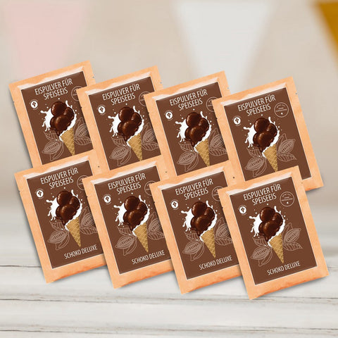 8 Stück Eispulver Portionsbeutel Schoko Deluxe (8 x 32g) - wellnuss Premium Präsente