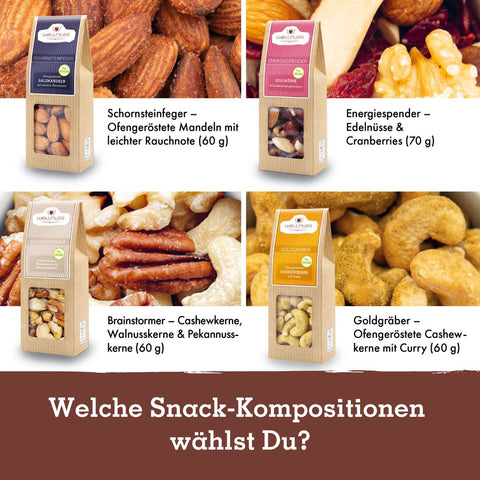 4 Premium Snacks in der Birkenholzbox