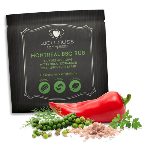 Portionsbeutel Gewürzmischung Montreal BBQ Rub - wellnuss Premium Präsente
