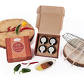BBQ Geschenkset mit 4 Gourmetgewürzen im Geschenkkarton - wellnuss Premium Präsente