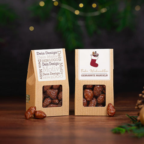 Weihnachts Edition - Gebrannte Mandeln in der Mini-Faltschachtel - wellnuss Premium Präsente