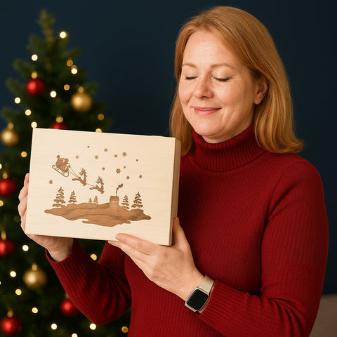 "Limitierte Weihnachtsedition" - 4 Weihnachts-Snacks in der Birkenholzbox