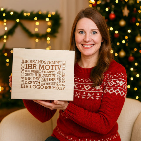 8 Weihnachts-Snacks in der Birkenholzbox mit Logo
