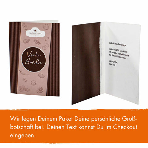 Geschenkset mit 4 Gourmetgewürzen im edlen Gourmetkästchen - wellnuss Premium Präsente