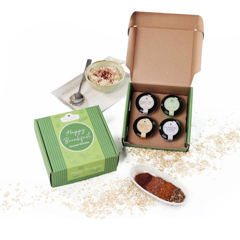 Geschenkset "Happy Breakfast" mit 4 Gourmetgewürzen im Geschenkkarton - wellnuss Premium Präsente