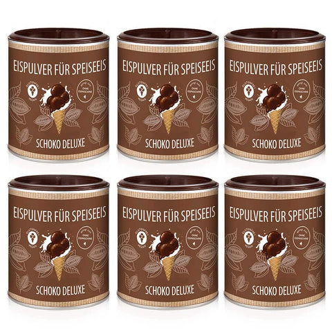 6 Dosen Eispulver Schoko Deluxe (6 x 120 g) - wellnuss Premium Präsente
