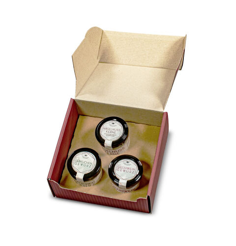 Geschenkkarton mit 3 Weihnachts-Spezialitäten im Glas - wellnuss Premium Präsente