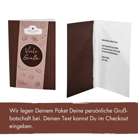 Geschenkset "Happy Breakfast" mit 4 Gourmetgewürzen im Geschenkkarton - wellnuss Premium Präsente