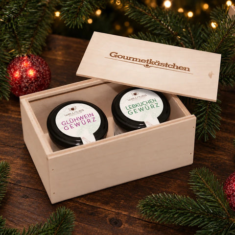 Gourmetkästchen mit 2 Weihnachts-Spezialitäten im Glas