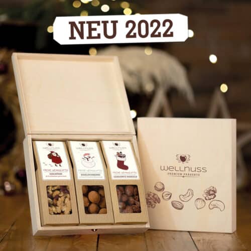 Nüsse & Schokolade in der Birkenholzbox - Weihnachtsgeschenk für Kunden und Mitarbeiter