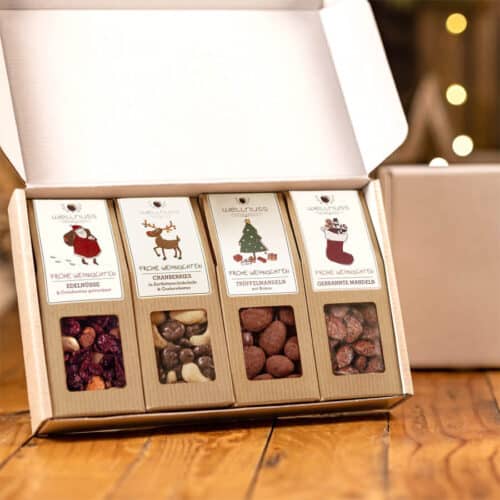 Weihnachtsschokolade im Geschenkkarton - Nachhaltiges Weihnachtsgeschenk für Firmen